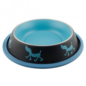 ПР0057807 Миска для животных Uni-Tinge Non Skid Bowl металлическая 700мл голубая Foxie