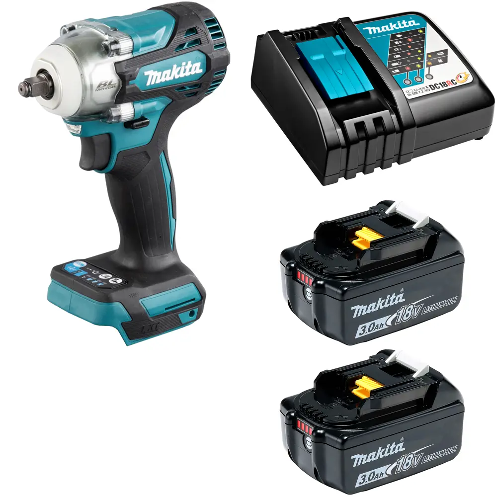 Гайковерт аккумуляторный бесщеточный Makita DTW302RFE, 18 В Li-Ion 2x3 Ач, 500 Нм