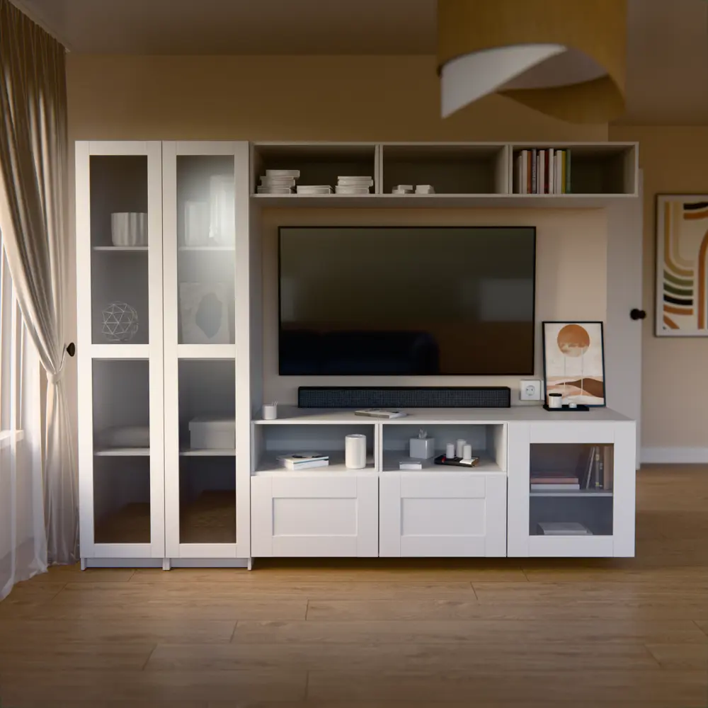 Дверь для шкафа Буккер 2 стекла 39.7x193.8x1.6 см ДСП правая цвет белый Santreyd STLM-2147582 - Вид №7