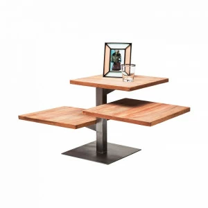Журнальный столик деревянный с тремя столешницами и металлической опорой Valencia KARE VALENCIA 322890 Бежевый
