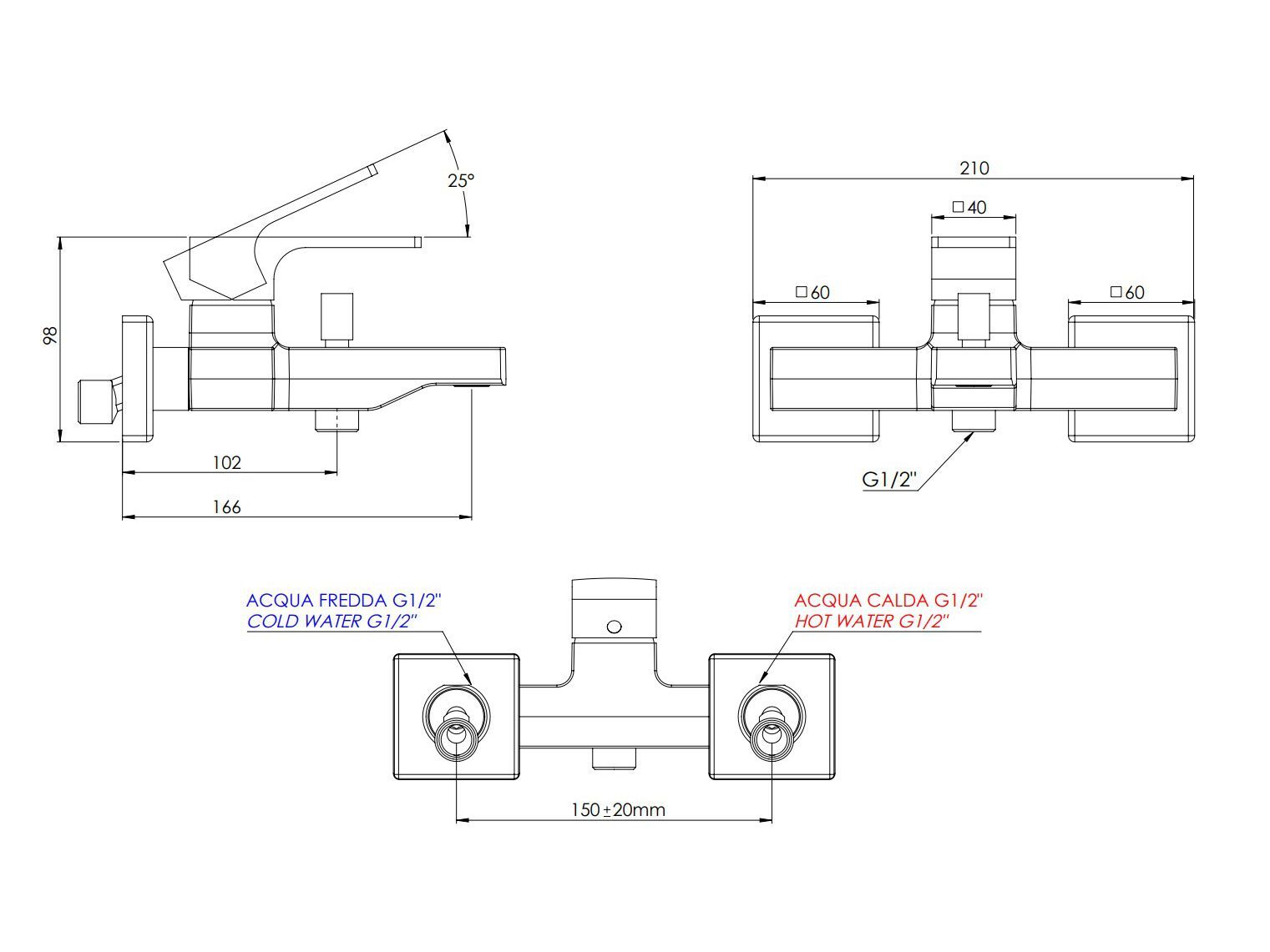 Однорычажный внешний смеситель для ванны Rubinetterie Mariani Rebel ARCH-00115847 - Вид №2