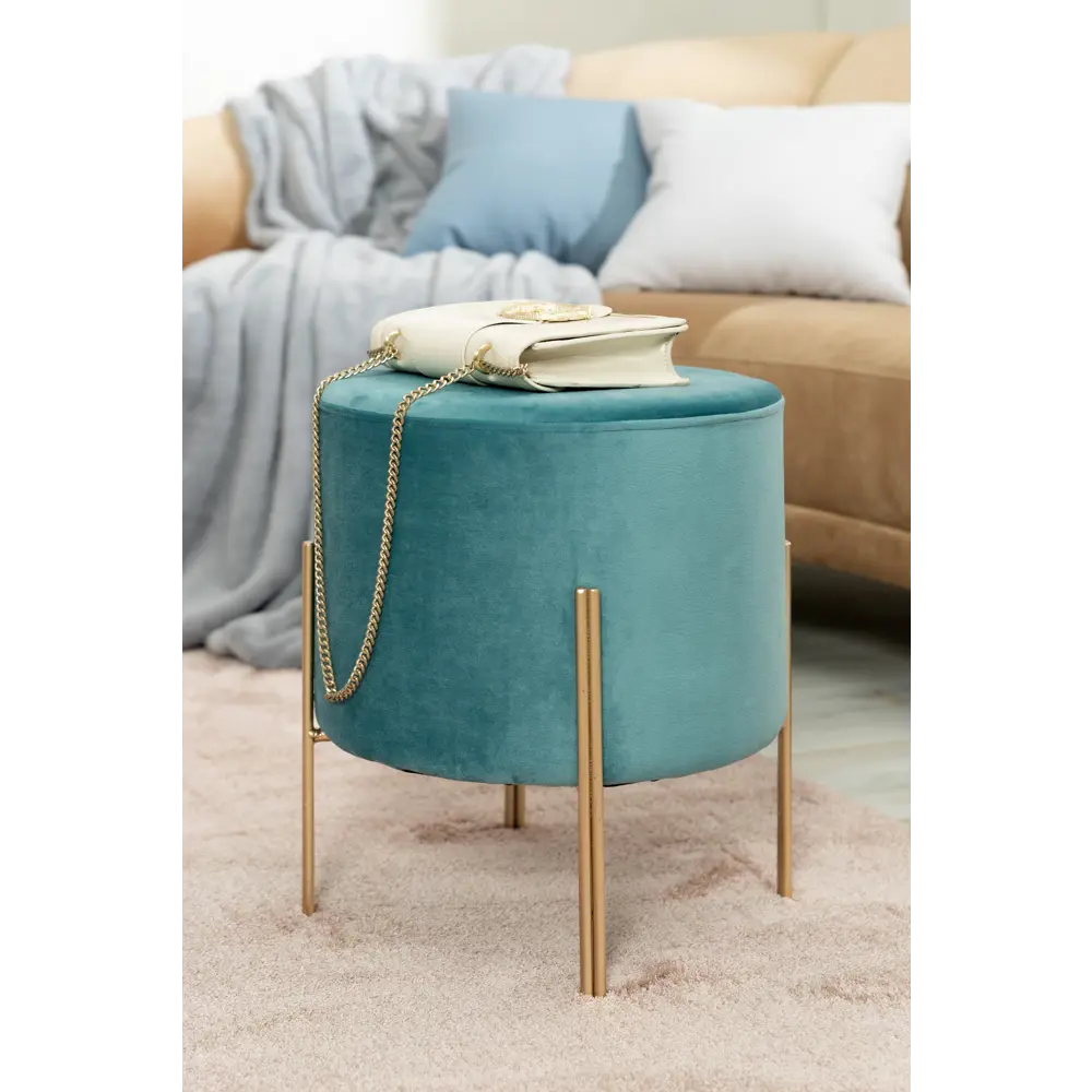 Табурет с мягкой обивкой, круглый, 34 см, цвет синий Atmosphera STLM-2075191 - Вид №3