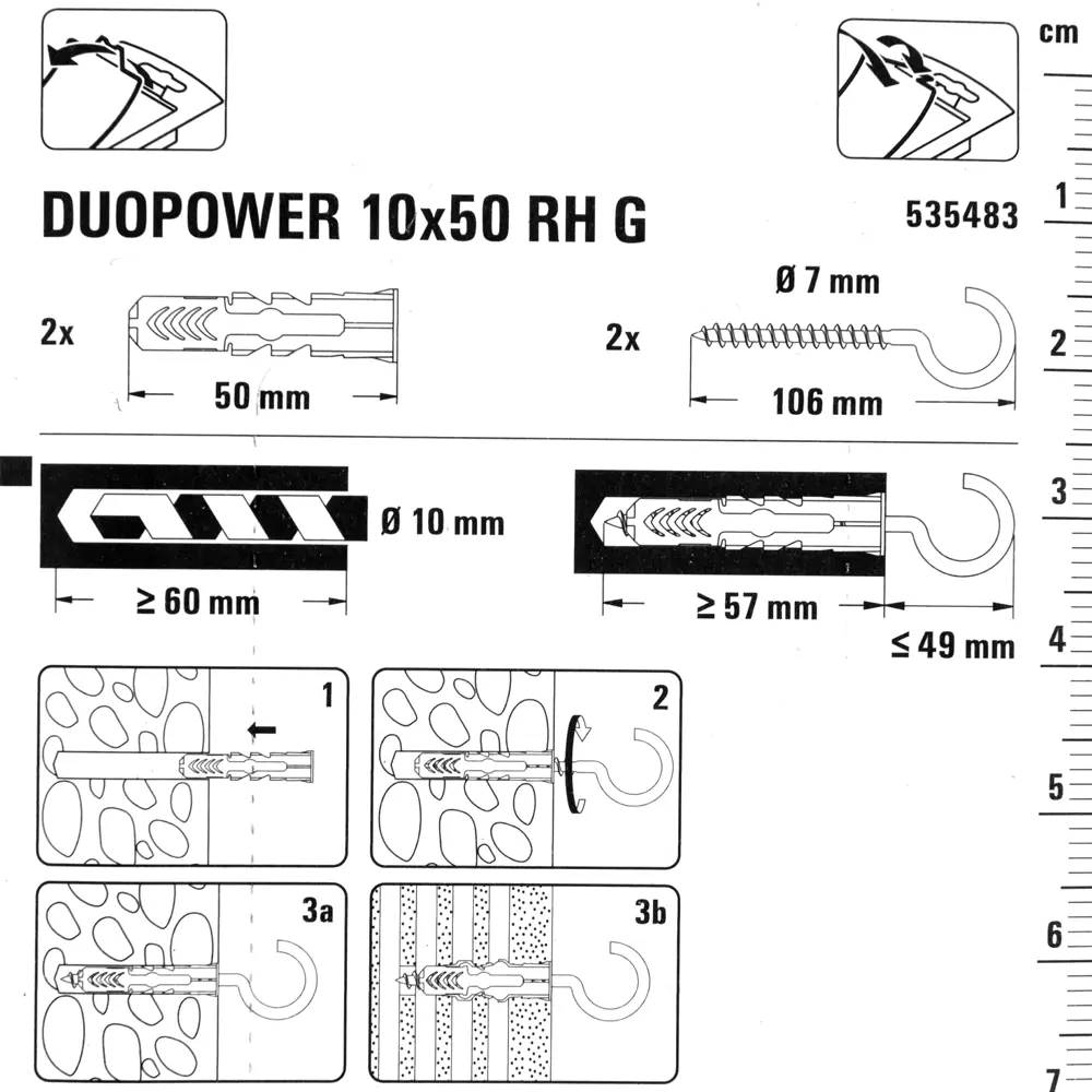 Дюбель универсальный DuoPower 10x50 мм, крюк-полукольцо, 2 шт FISCHER STLM-2059689 - Вид №3