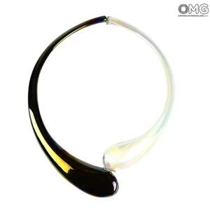 2545 ORIGINALMURANOGLASS Колье Дениз чёрно-прозрачное переливчатое - Original Murano Glass OMG 21 см