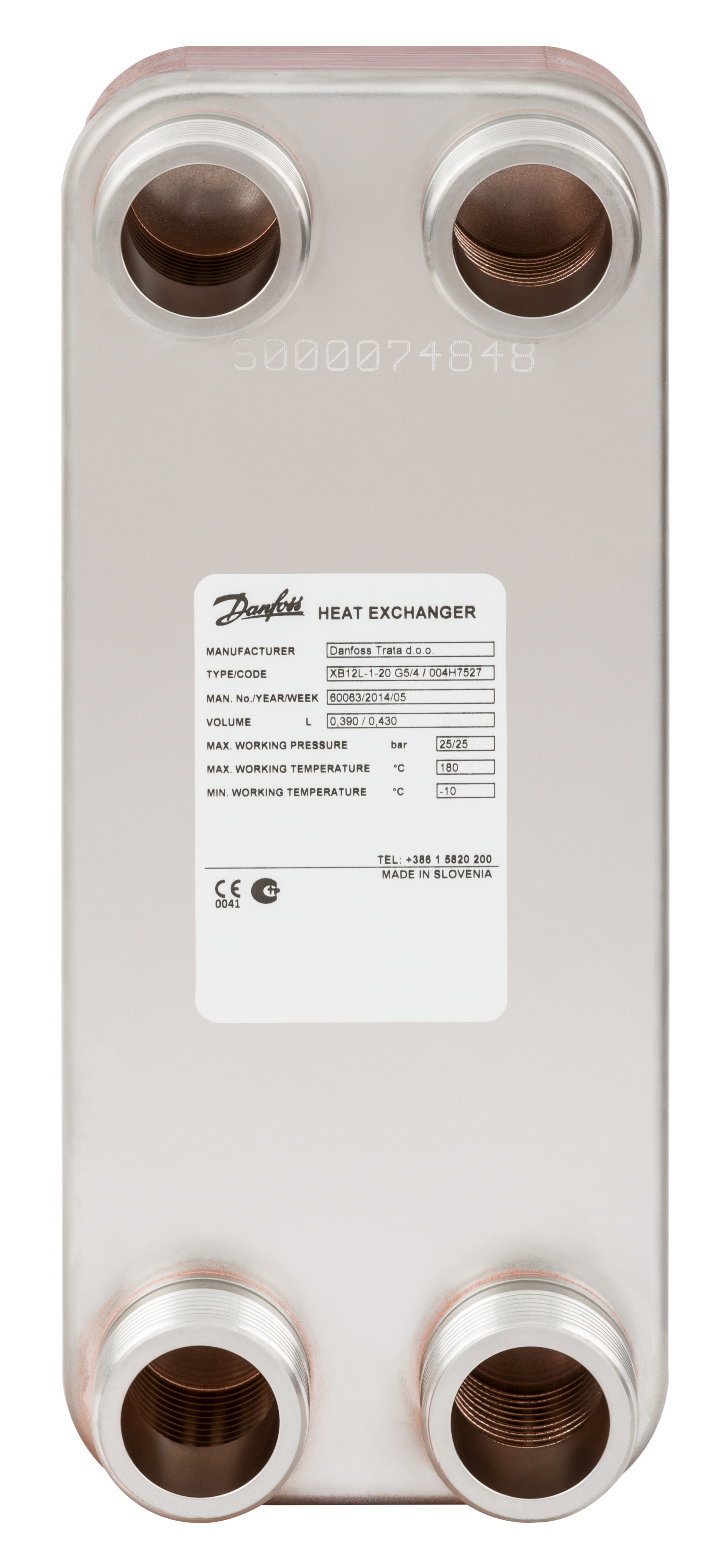 Danfoss Паяный пластинчатый теплообменник одноходовой серии XB12 XB 12H-1-140 PN25 паяный ТО 004H7570  - Вид №37