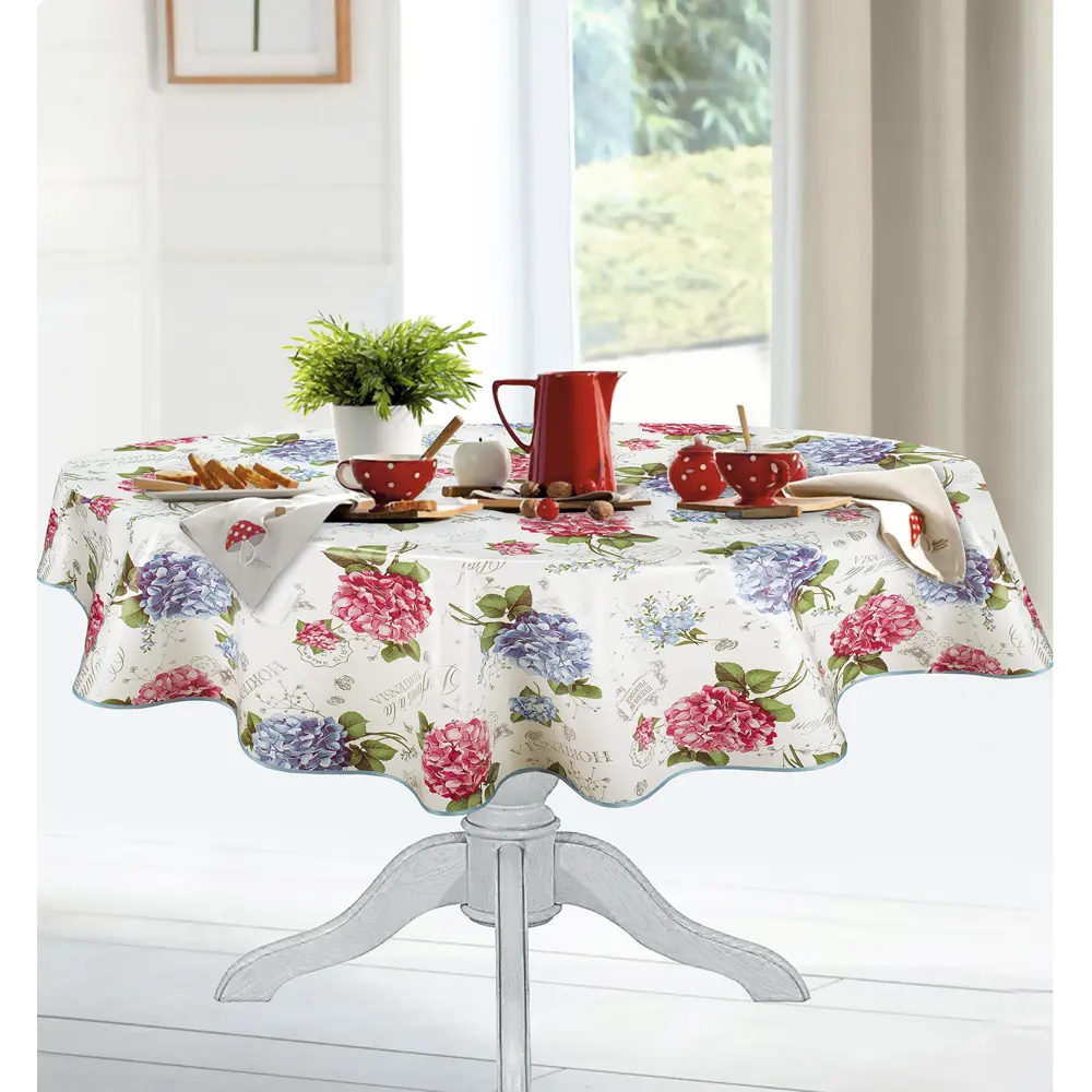 Скатерть Мажор Цветы круглая ø135 см цвет белый Santreyd STLM-2000486 - Вид №4