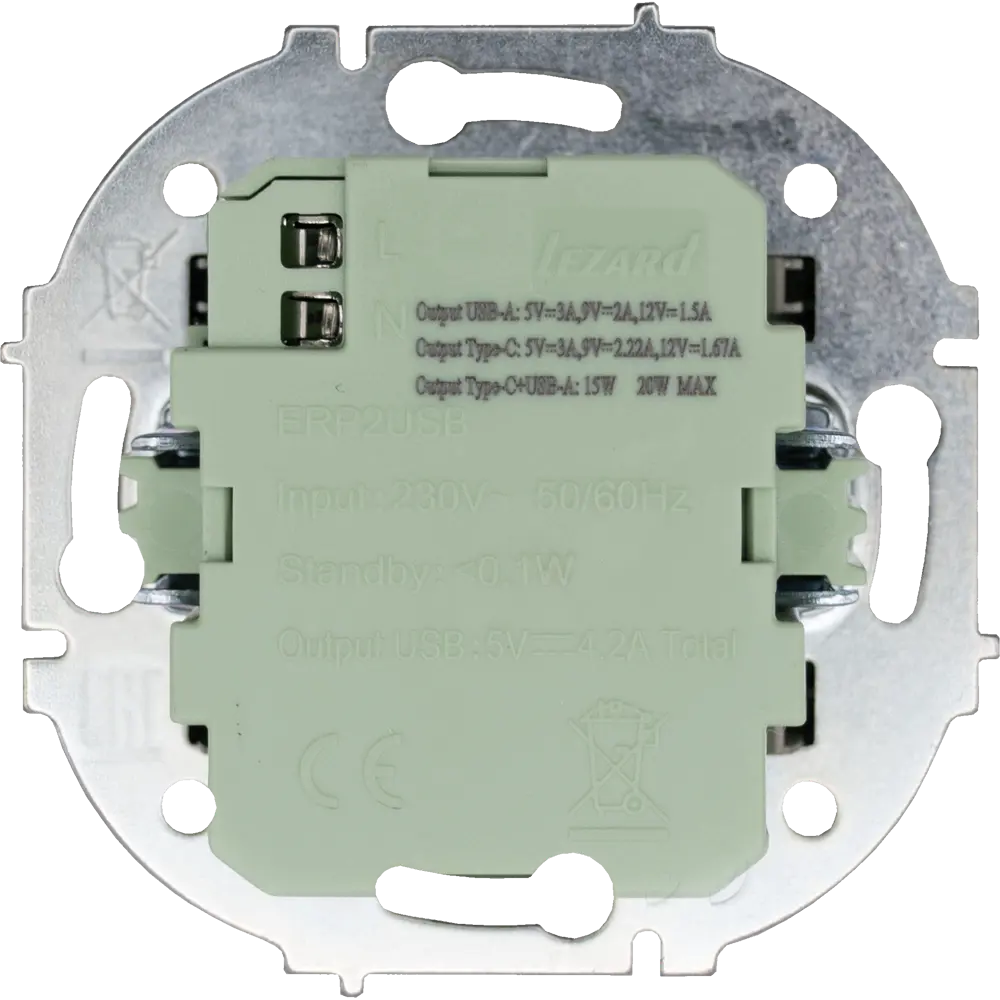 Розетка TC+USB встраиваемая Osen цвет черный LEZARD STLM-2037905 - Вид №2