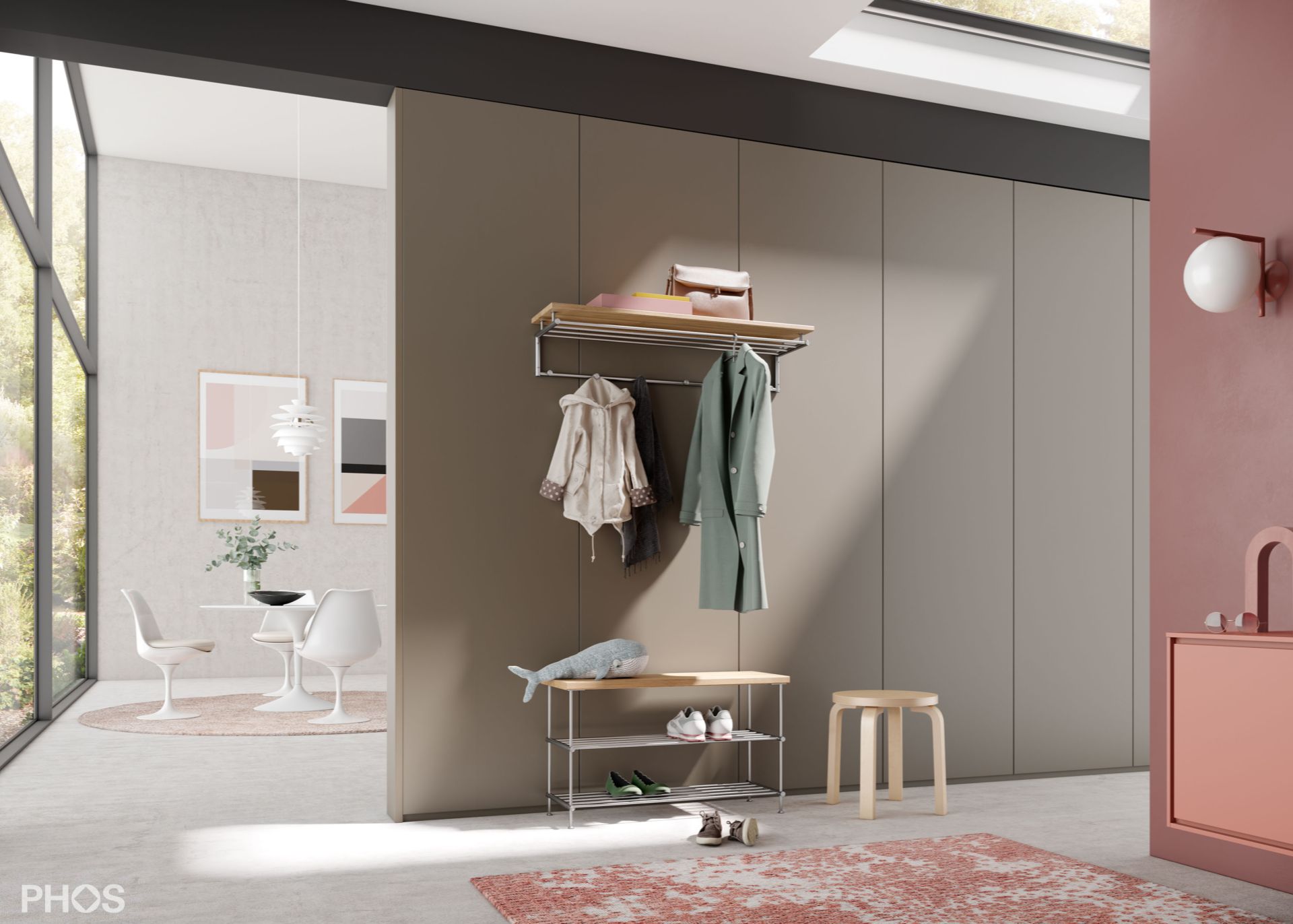 SB700-2-Eiche Скамья для обуви из дуба, 1 поле, 2 уровня, ширина 75 см PHOS  - Вид №7