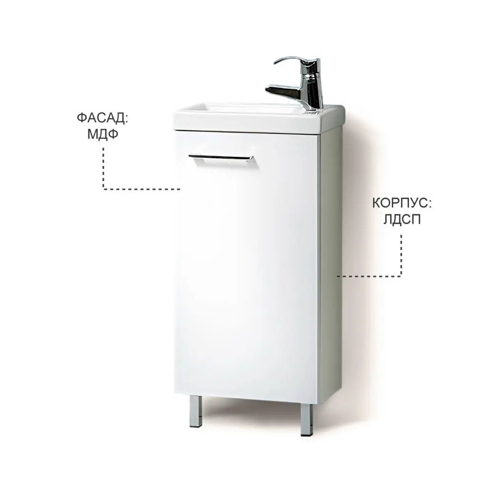 17114291 Тумба под раковину Акваль Паола 40 см напольная цвет белый STLM-0007517 - Вид №1