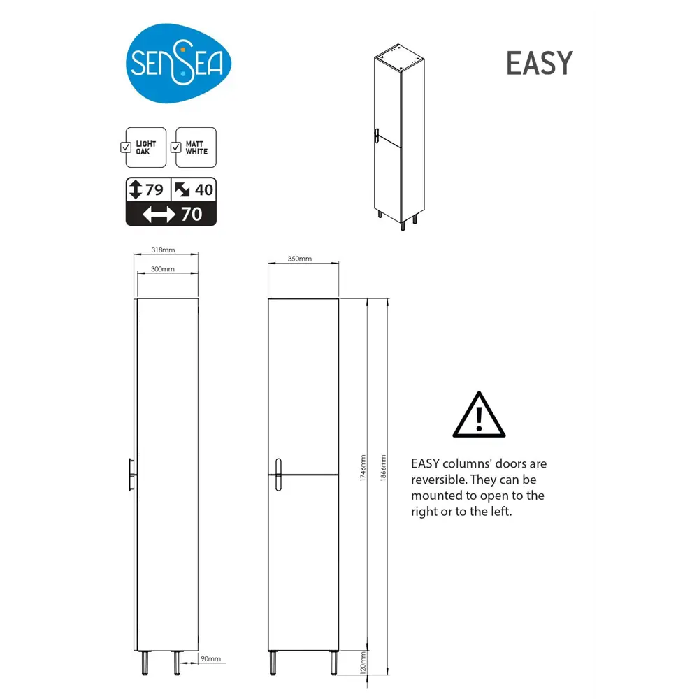 Пенал для ванной Sensea Easy напольный 186x35 см цвет дуб STLM-2206851 - Вид №7