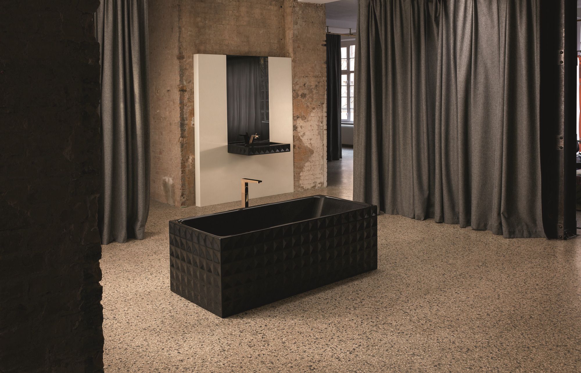 Прямоугольная стальная подвесная раковина Bette BetteLoft Ornament Midnight ARCH-00144816 - Вид №1