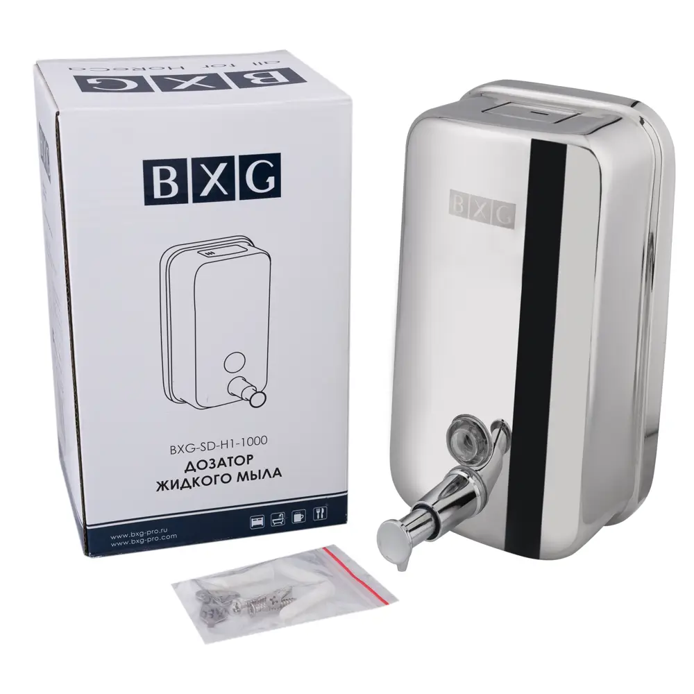 Дозатор для жидкого мыла BXG SD-H1-1000 подвесной металл глянцевый цвет серебристый STLM-2077188 - Вид №5