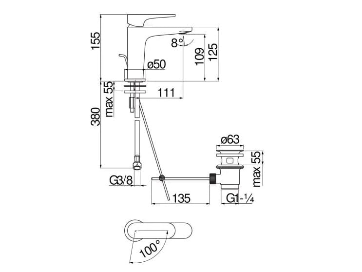 Однорычажный смеситель для раковины с раковиной Nobili Yoyo ARCH-00064683 - Вид №4
