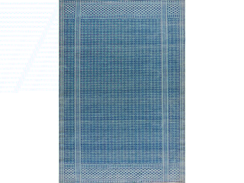 Прямоугольный полосатый шерстяной ковер Zollanvari DIAMOND ZILLU IN BLUE & CREAM ARCH-00018709