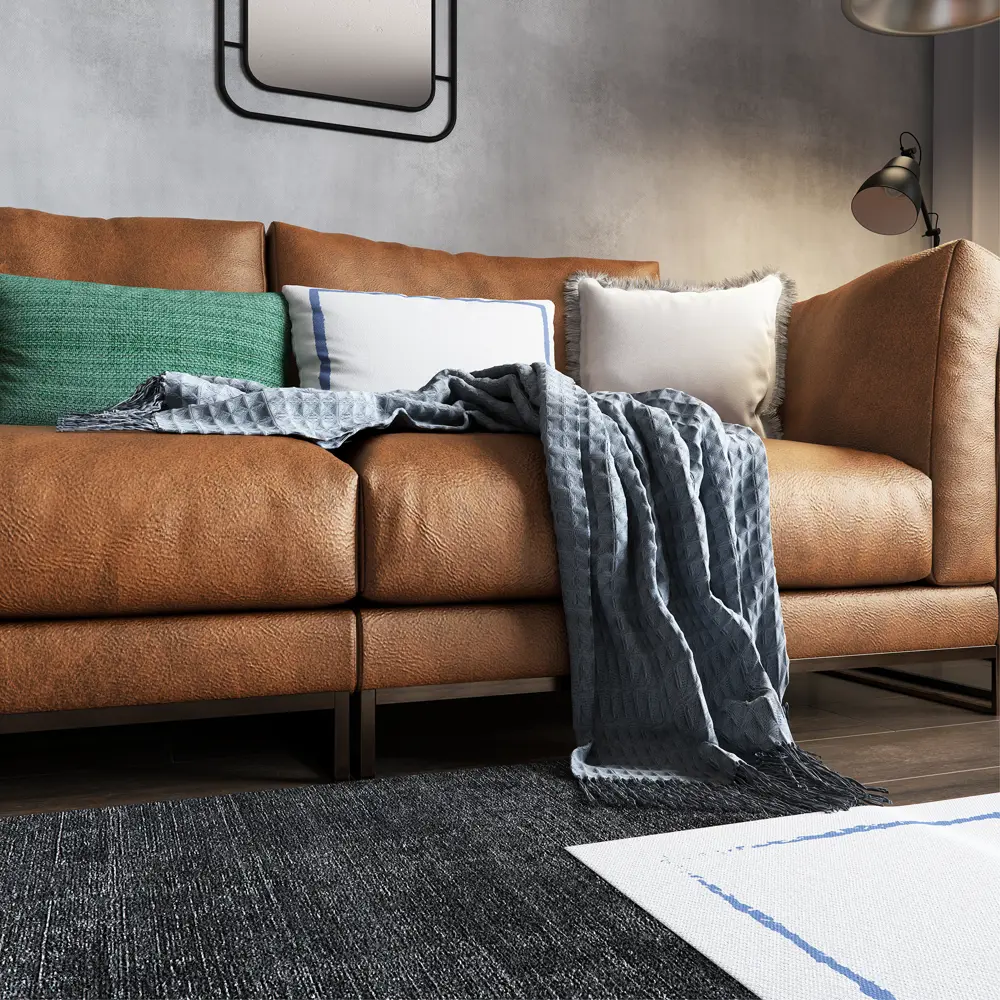 Плед Perrine 130x170 см хлопок цвет синий INSPIRE STLM-2115177 - Вид №3