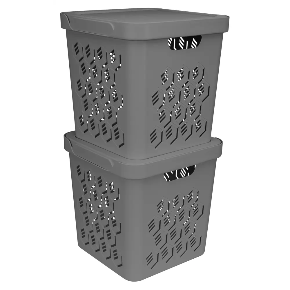 Ящик Делюкс 28.6x28.6x28.6 см 18 л пластик с крышкой цвет серый 82679371 STLM-2063598 Santreyd Econova - Вид №7