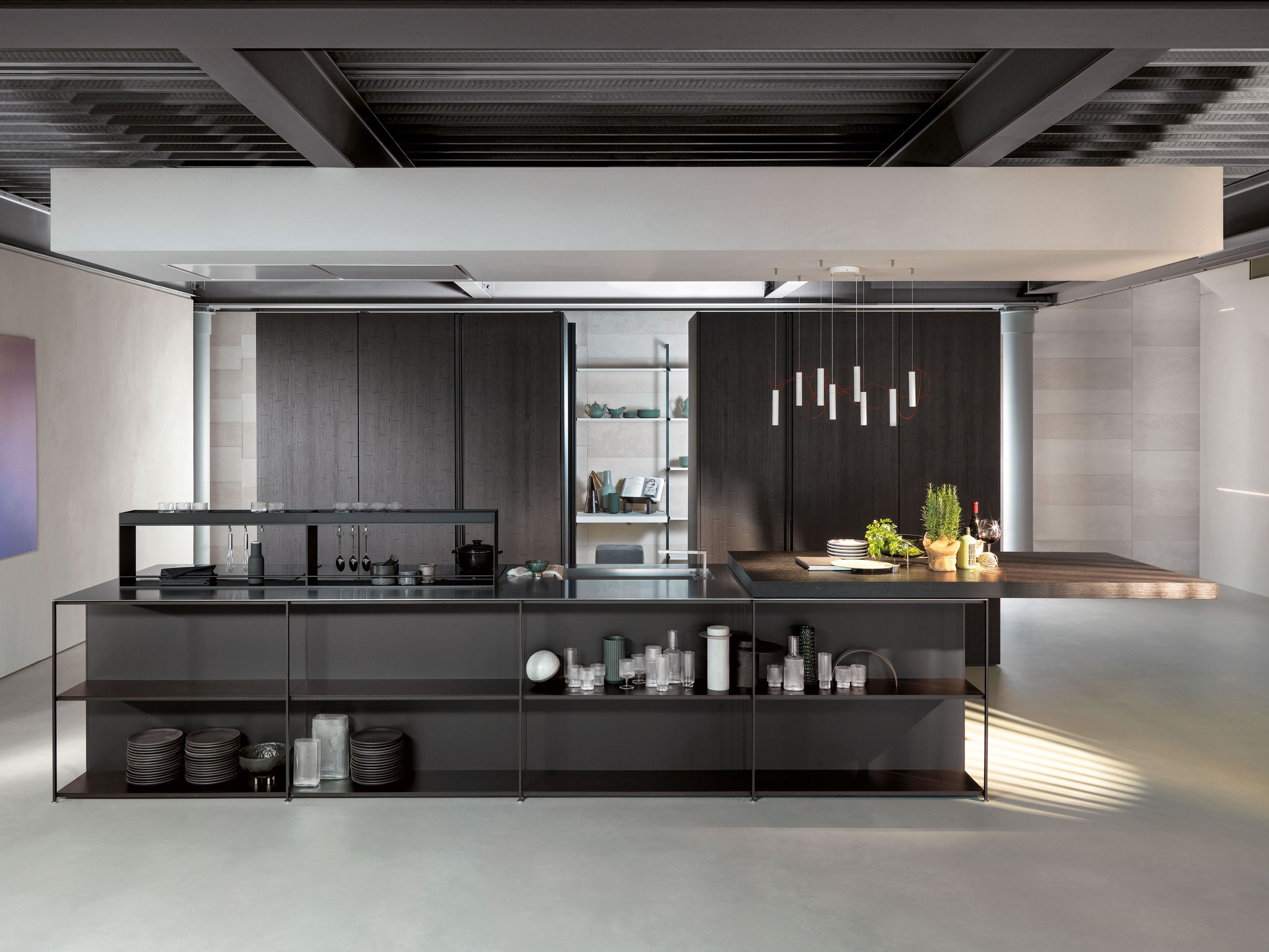 Встроенная кухня с островом без ручек Euromobil Telero ARCH-00131380