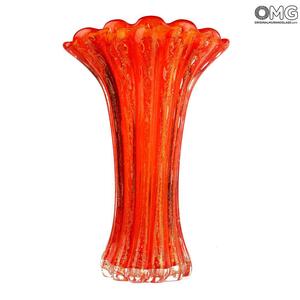 3866 ORIGINALMURANOGLASS Ваза Красная с золотом - муранское стекло OMG 28 см