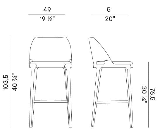 Высокий кожаный мягкий стул со спинкой Potocco ARCH-00105811 - Вид №2