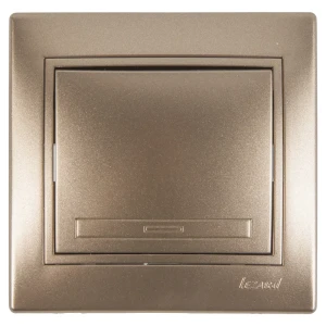 Выключатель Lezard Mira, с вставкой, светло-коричневый металлик