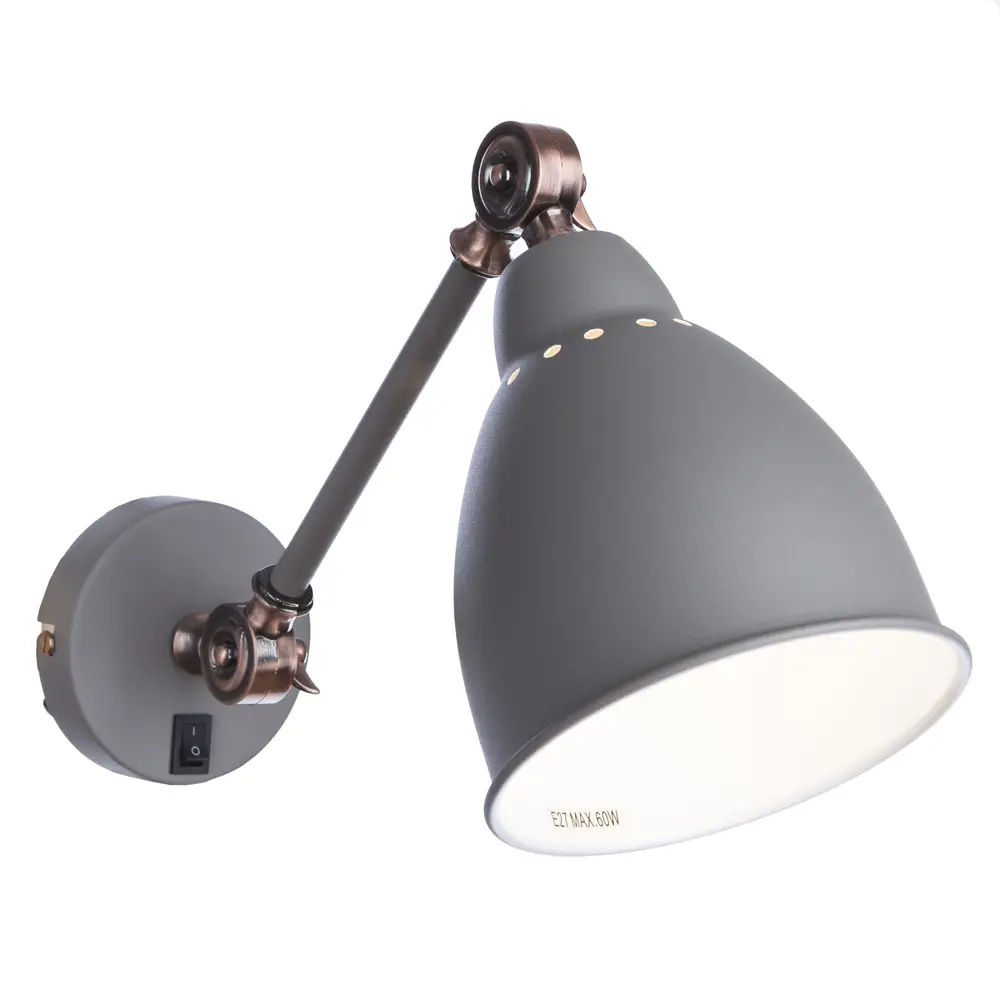 Бра Braccio 1xE27x60 Вт цвет серый матовый Arte Lamp STLM-2049586