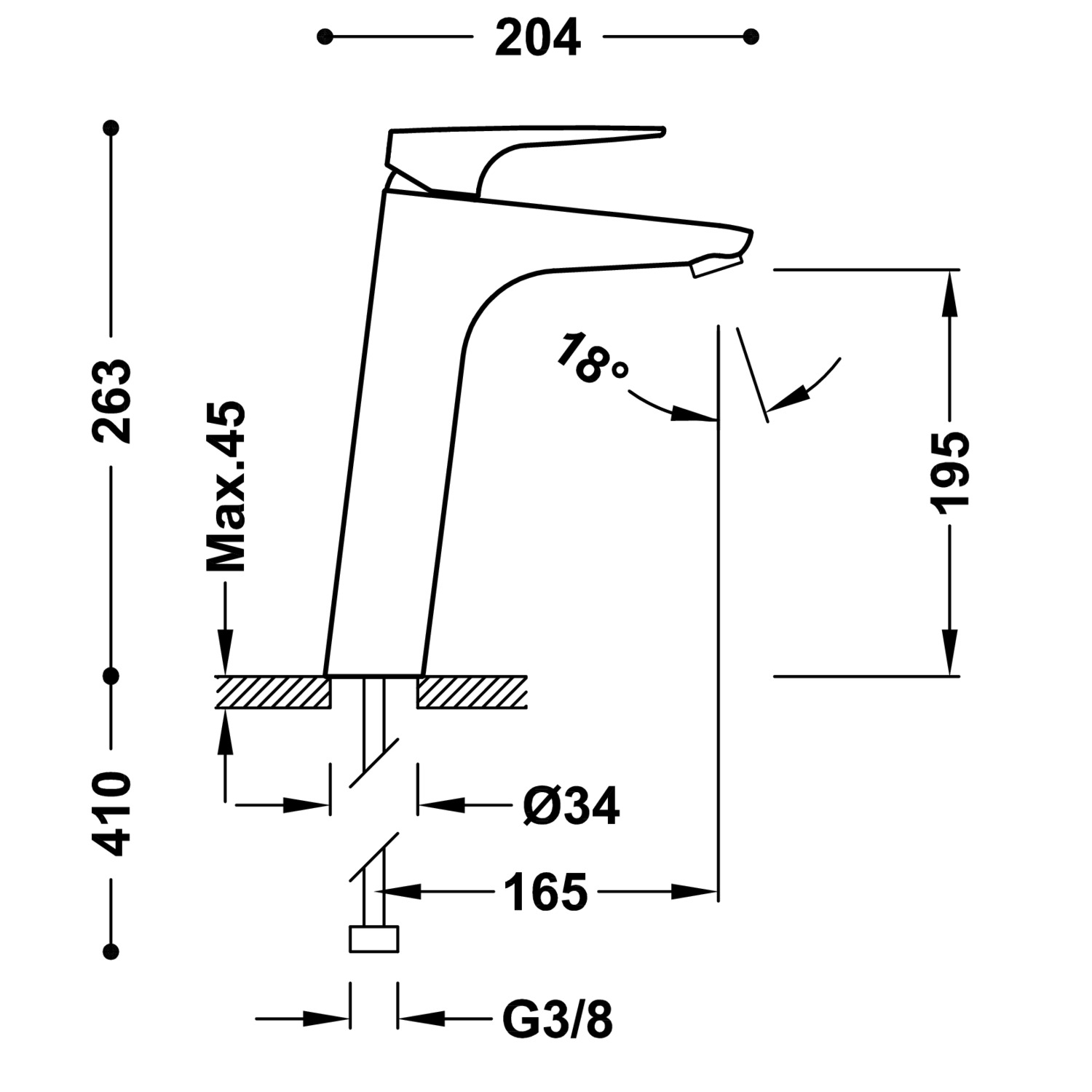 Высокий смеситель для умывальника CANIGÓ PLUS с одной ручкой и Tres-duo-21820301 TRES Canigo - Вид №1