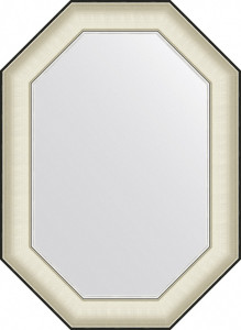 BY 7442 Зеркало в багетной раме - белая кожа с хромом 78 mm EVOFORM Octagon
