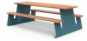 City Design Стол для пикника из стали и дерева со встроенными скамейками