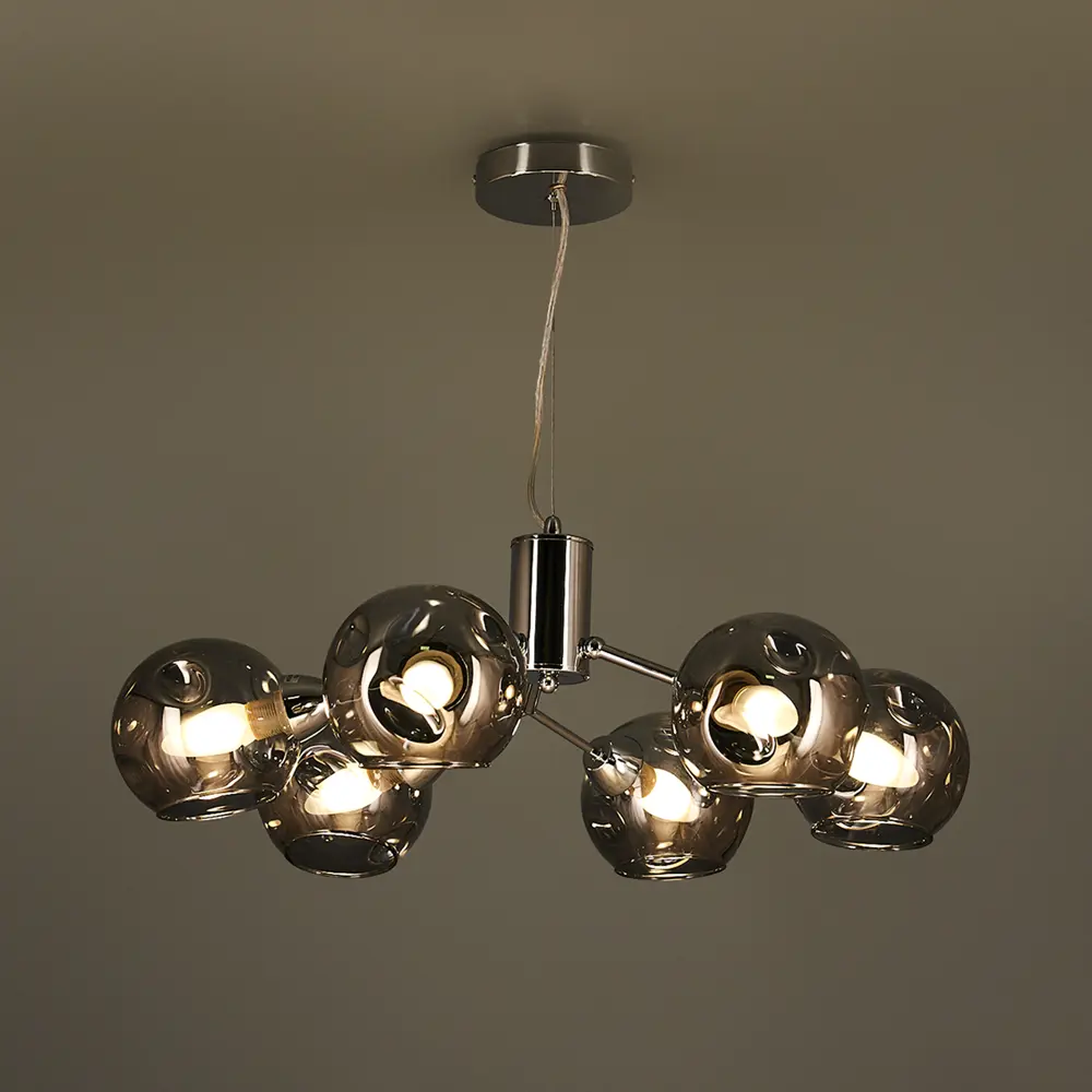 Люстра подвесная Nemo L1238-6, 6 ламп, 18 м², цвет серый/серебристый LAMPLANDIA STLM-2173108 - Вид №1