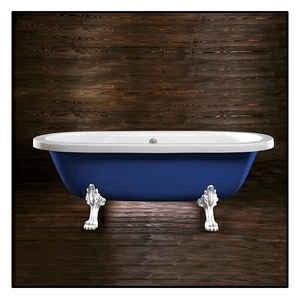 Ванна напольная отдельностоящая синяя с белыми  ножками "Львиная лапа" Akcjum Octavia WN-09-01-KB-C