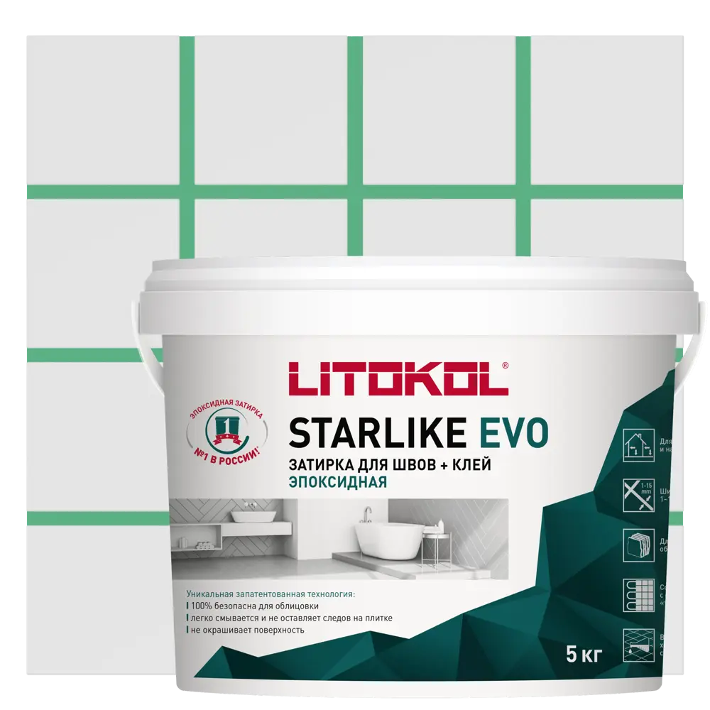 91038551 Затирка Litokol L0485390004 Starlike Evo S.420 Verde Prato 5.30кг STLM-0944292