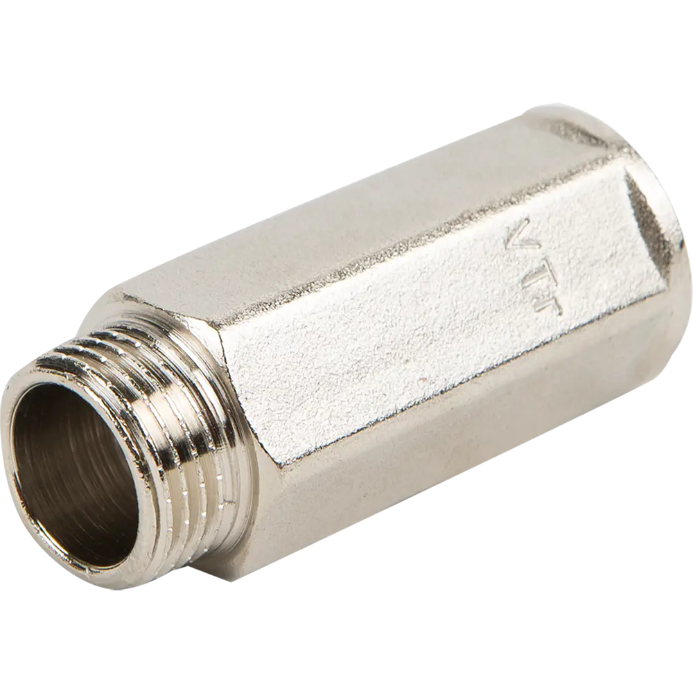 Удлинитель Valtec 1/2"х50 мм внутренняя-наружная резьба никелированная латунь VTr.197.N.0450 STLM-2186463