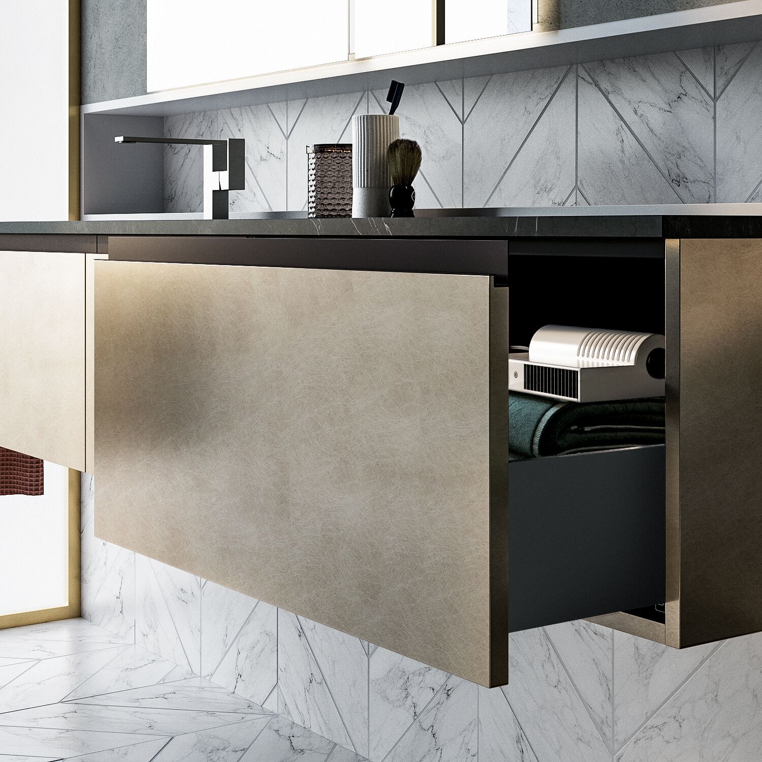 Подвесной шкаф для умывальника с зеркалом и полками Birex Gola Up ARCH-00075155 - Вид №3