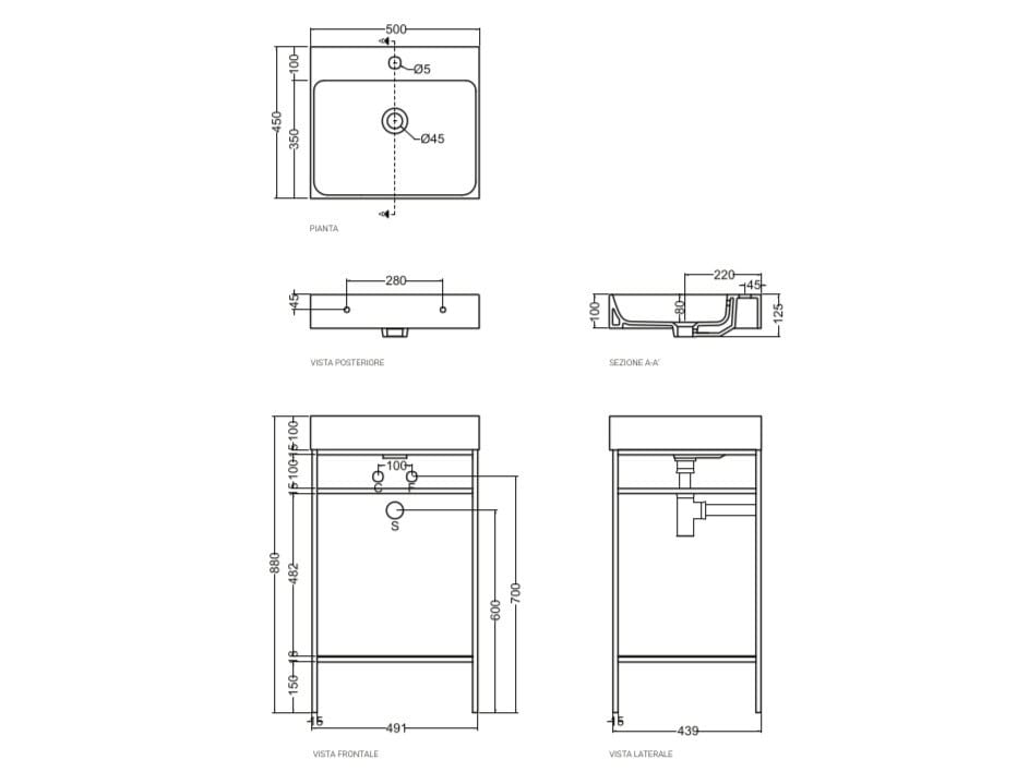 Напольная раковина из нержавеющей стали со встроенным умывальником COLAVENE Cento ARCH-00061006 - Вид №2