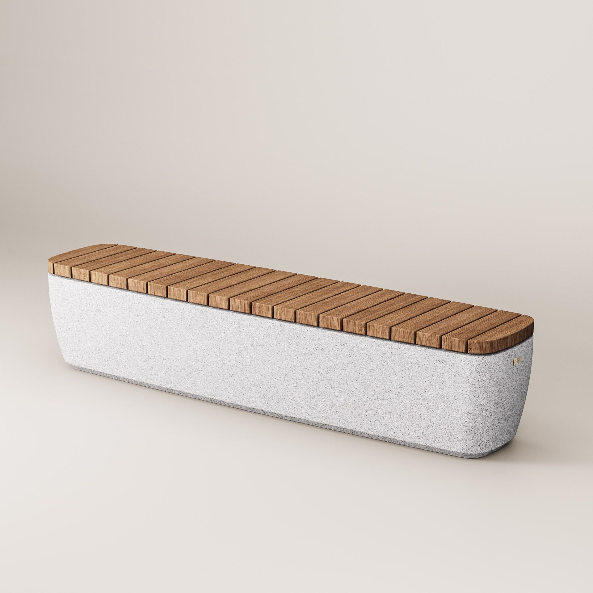 Скамейка из бетона и красного дерева без спинки Kremen ARCH-00031731 - Вид №18