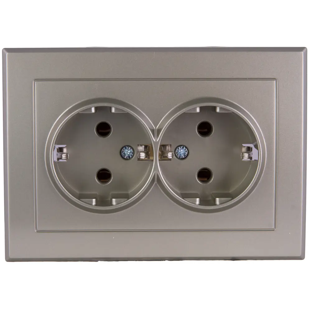 Розетка с заземлением 2 поста, цвет шампань LEXMAN STLM-2194652