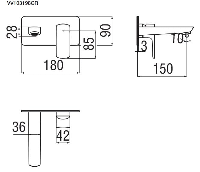 Настенный смеситель для раковины с ограничителем расхода Nobili Acquaviva ARCH-00074236 - Вид №2