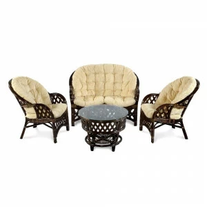 Мебель из ротанга садовая, столик и кресла на 4 персоны "Рузвельт" ЭКО ДИЗАЙН CLASSIC RATTAN 129535 Бежевый;коричневый