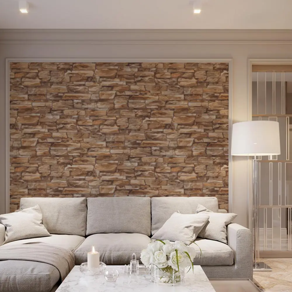Обои виниловые Home Color Rubble бежевые 0.53 м 11026-22 STLM-2045214 - Вид №2
