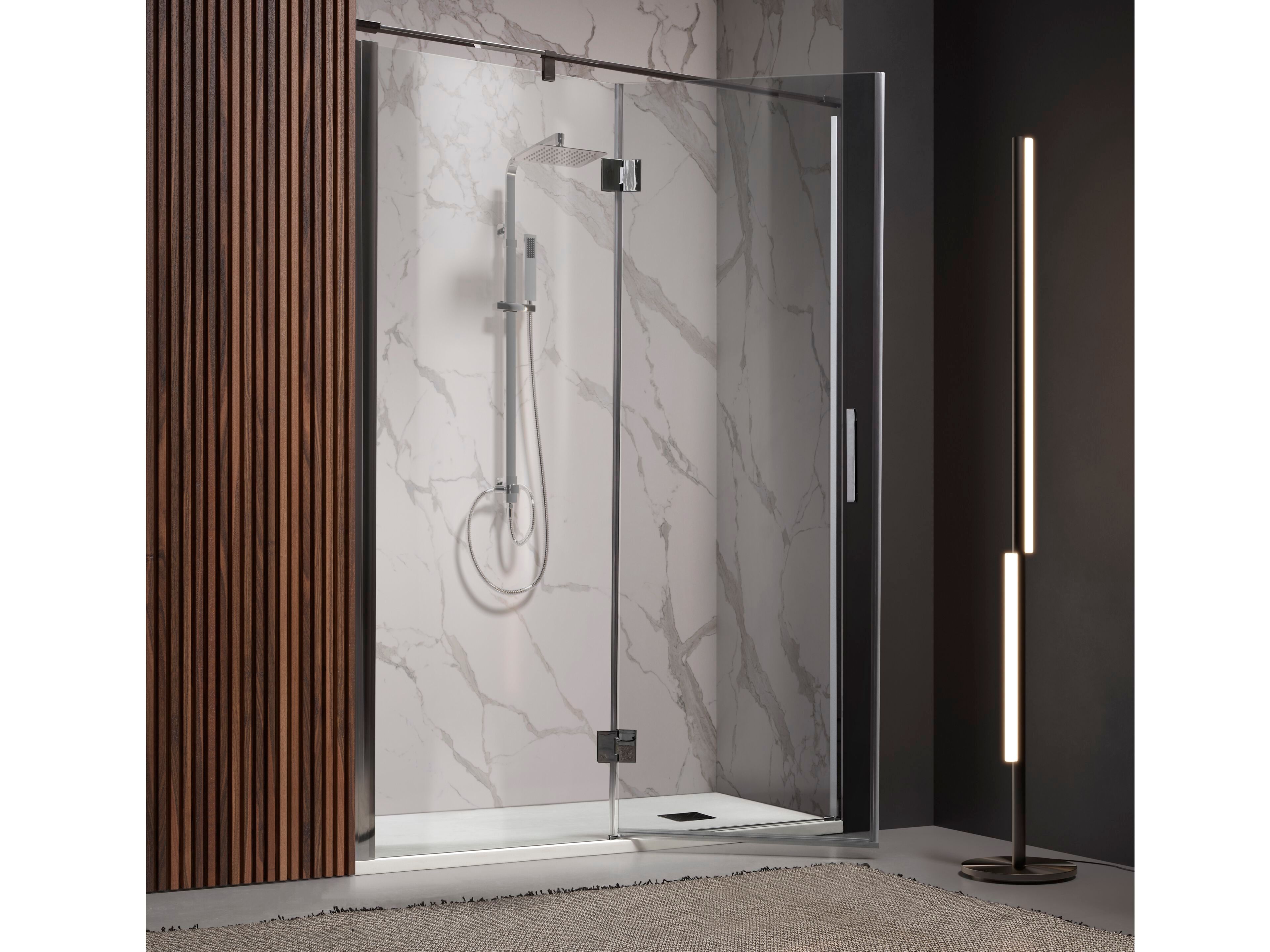 Алюминиевая и стеклянная нишевая душевая кабина с распашной дверью TAMANACO TPB72 ARCH-00150563
