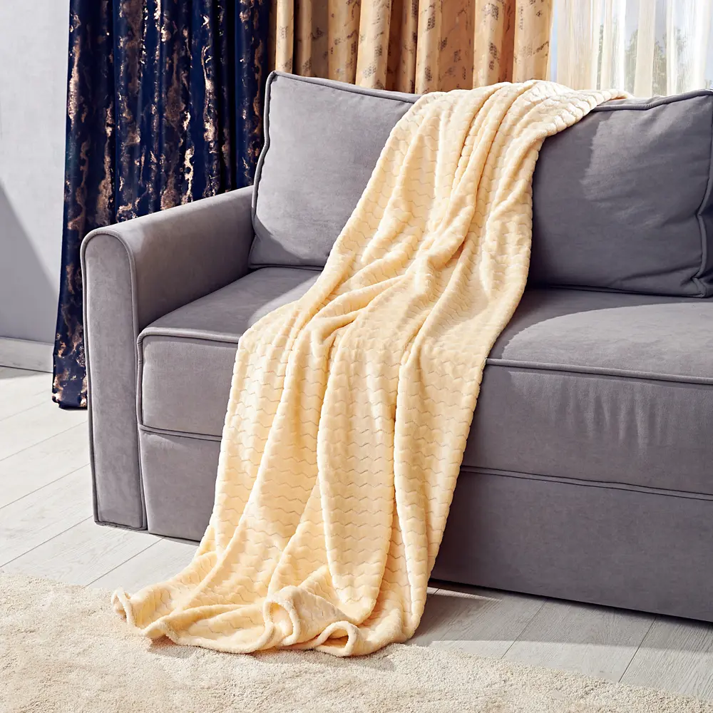 Плед Ivanna 150x200 см жаккард цвет ваниль СТОЛИЦА ТЕКСТИЛЯ STLM-2021707 - Вид №3