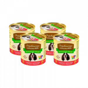 ПР0037811*4 Корм для собак Домашние обеды Телятина по-деревенски, рубец, овощи конс. 240г (упаковка - 4 шт) ДЕРЕВЕНСКИЕ ЛАКОМСТВА