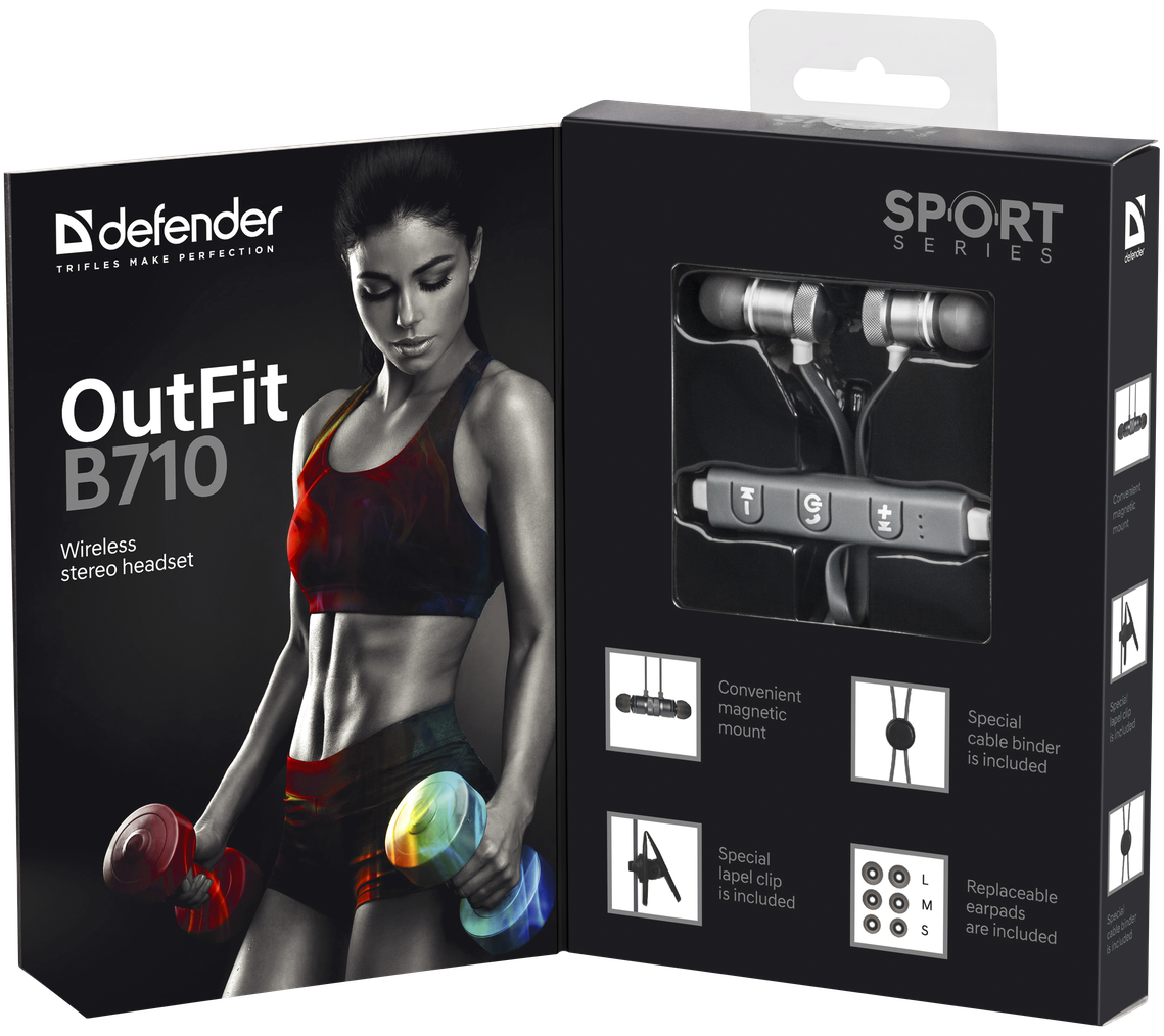 63710 беспроводная гарнитура outfit b710 черный+белый, bluetooth Defender Santreyd  - Вид №8