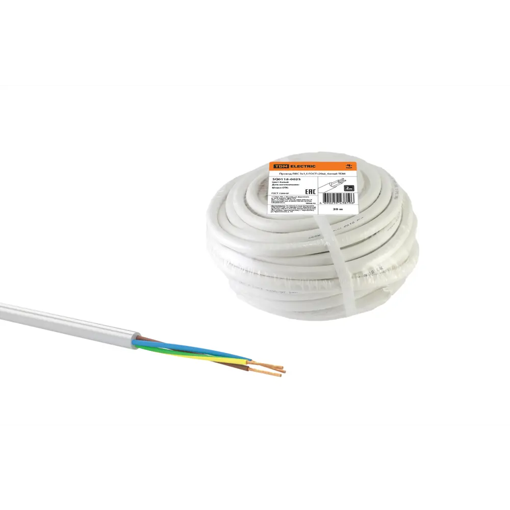 Провод Tdm Electric ПВС 3x1.5 20 м ГОСТ цвет серый STLM-2158552 - Вид №2