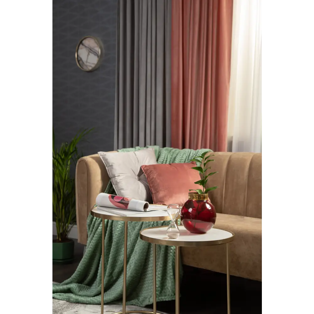 Подушка с пуговицей Бархат 43x43 см цвет серый LINEN WAY STLM-2091906 - Вид №5
