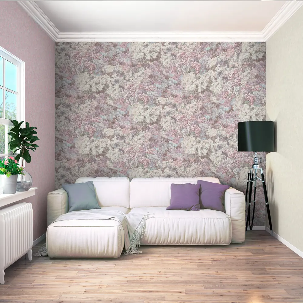 Обои флизелиновые Московская Обойная Фабрика Акварель розовые 1.06 м 4115-4 Акварель сирень STLM-2166256 - Вид №3