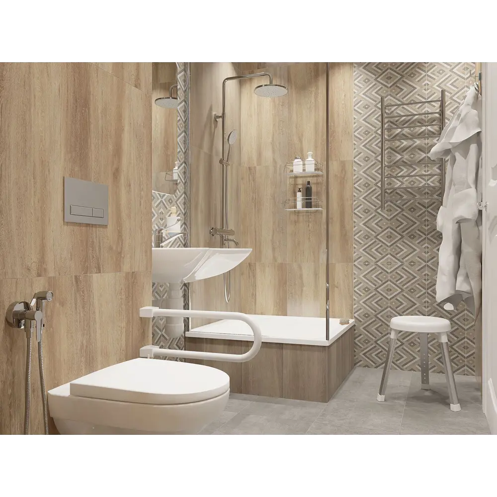 Стул для ванной Primanova регулируемый 33 см высота 43-53 см цвет белый группа безопасности STLM-2017538 - Вид №5