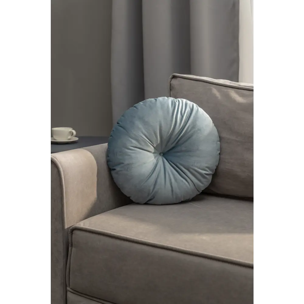 Подушка Бархат ø37 см цвет серо-голубой LINEN WAY STLM-2043062 - Вид №3