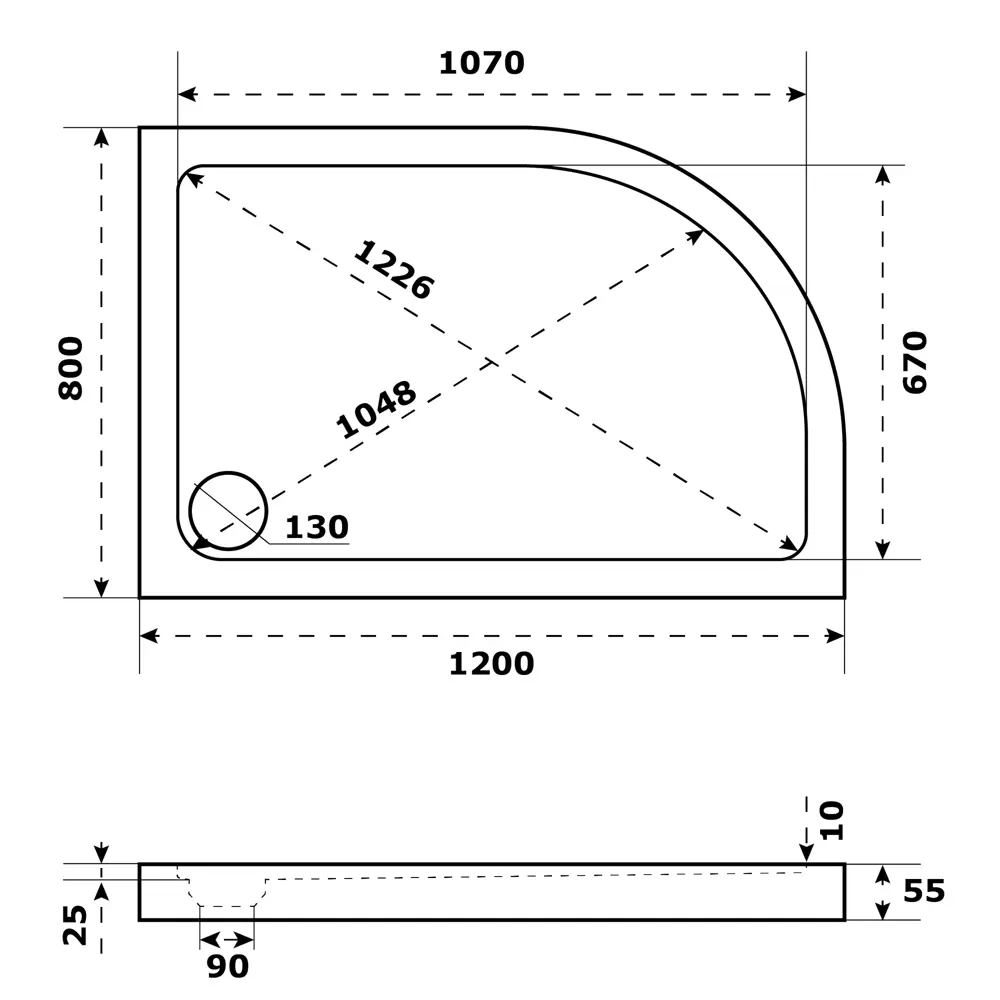 Душевой поддон Slim акрил 1/4 круга правосторонний 120x80 см 82677815 STLM-2176287 Santreyd - Вид №2