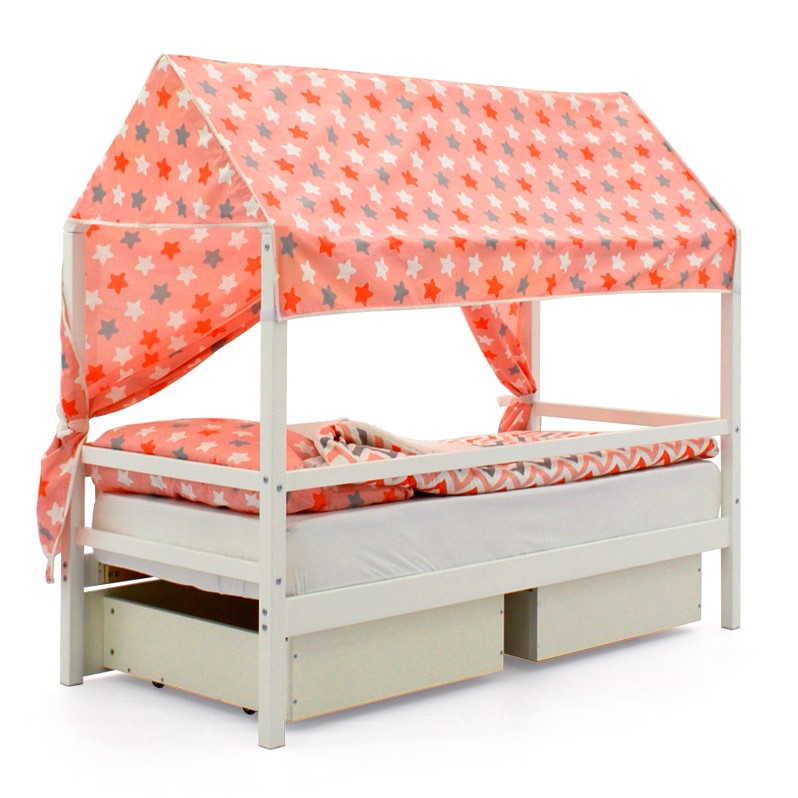 Крыша для кровати-домика текстильная Svogen звезды красный, белый, графит, фон розовый БЕЛЬМАРКО  00-3833100 Красный Santreyd  - Вид №3